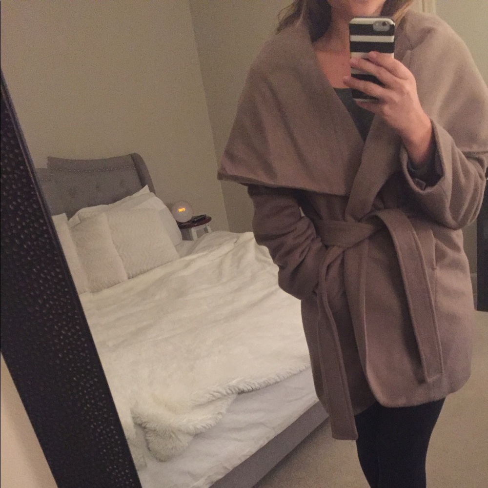 T Tahari Wrap Coat Marla Mink 80% Wool